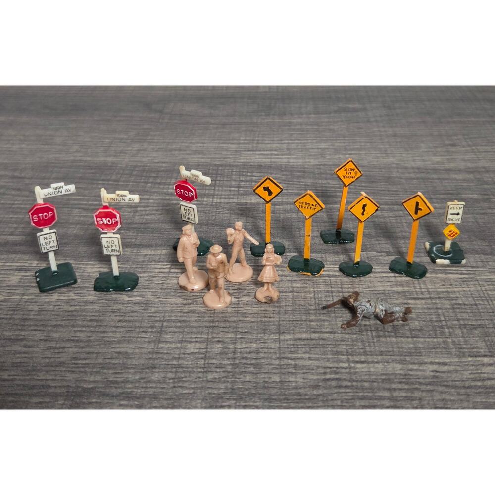 Vintage Walter Merten Miniaturplastiken N Scale Train Figures & Signs Lot Of 14